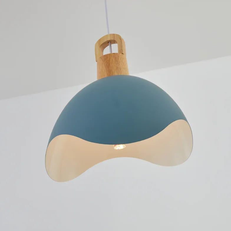 Morandi Colorful Shade Single Pendant Light, Wood