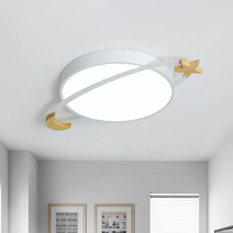 White Flush Light For Bedroom Round Morandi Metal Cool White Ip20 Led