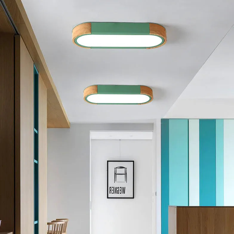 Low Ceiling Light For Bedroom Wood+macaron Wood Led