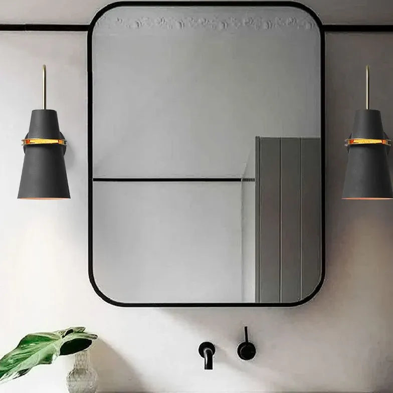 Black Single Arm Wall Light For Bathroom Cone Morandi Metal Ip44