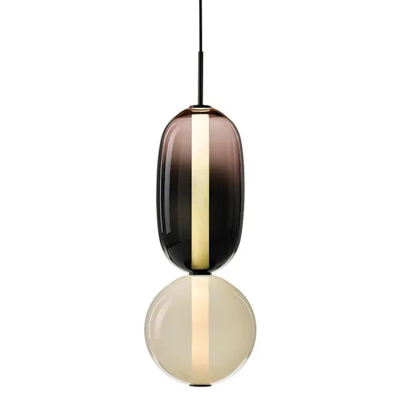 Black Coloured Glass Pendant Light For Bedroom Morandi Metal & Glass Led Ip20