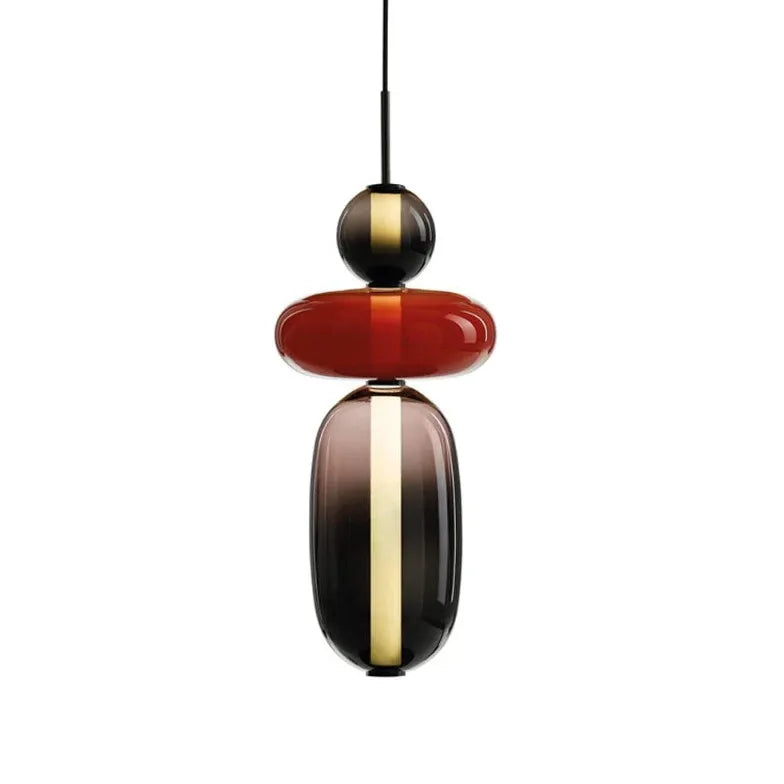 Black Coloured Glass Pendant Light For Bedroom Morandi Metal & Glass Led Ip20