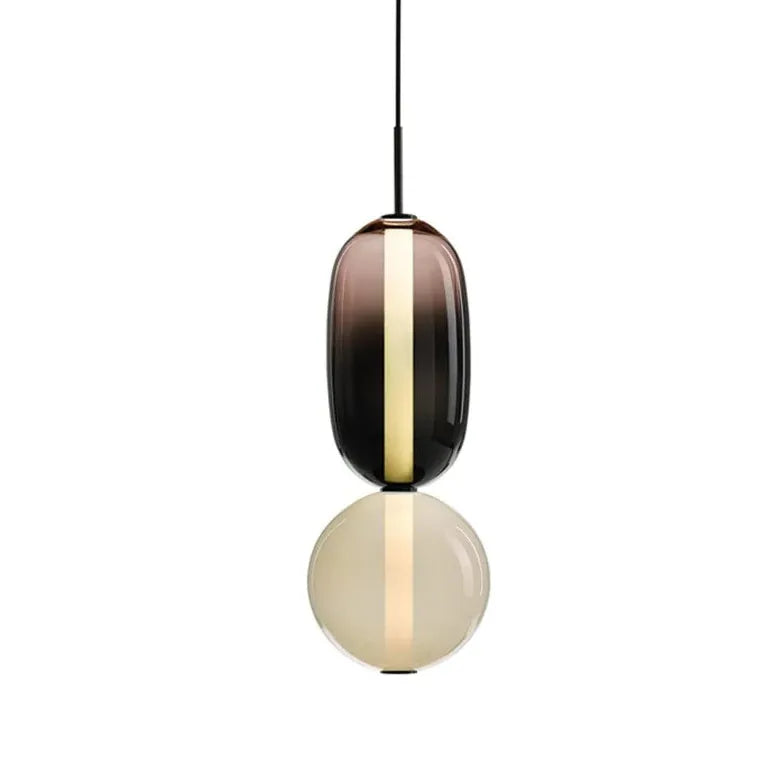 Black Coloured Glass Pendant Light For Bedroom Morandi Metal & Glass Led Ip20