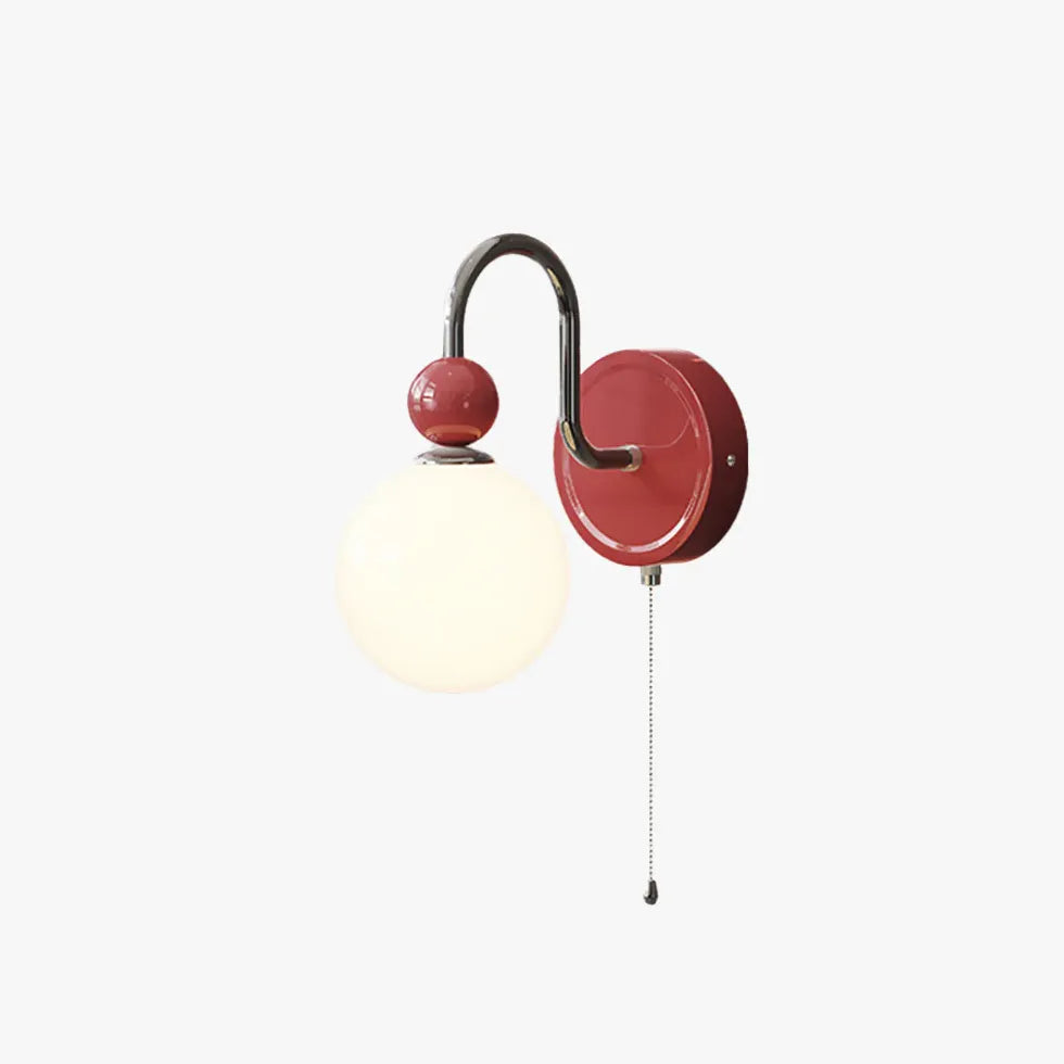 Red Single Arm Wall Light For Bedroom Morandi Metal Dimmable Ip20