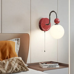 Red Single Arm Wall Light For Bedroom Morandi Metal Dimmable Ip20