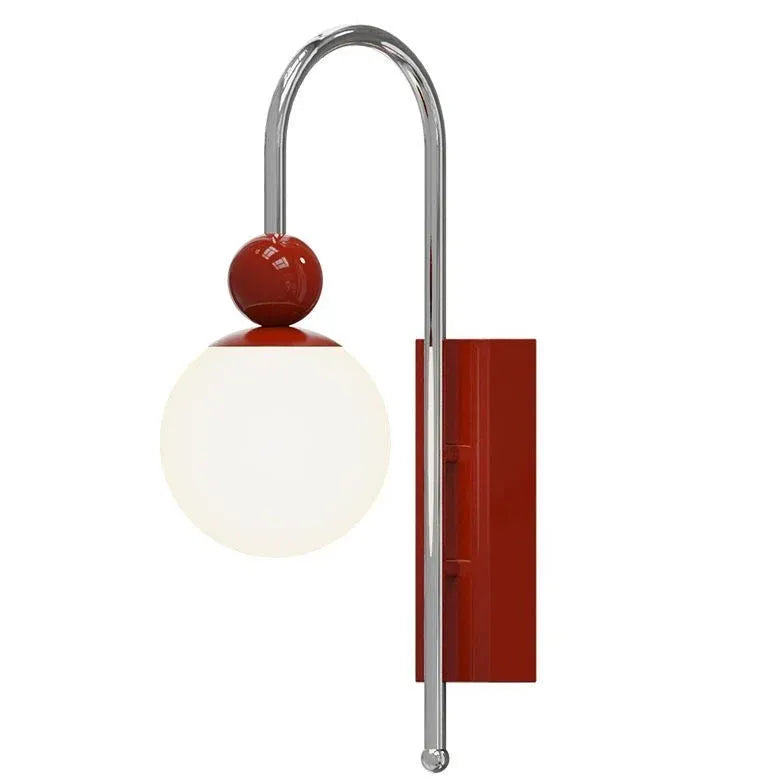 Red Single Arm Wall Light For Bedroom Morandi Metal Dimmable Ip20