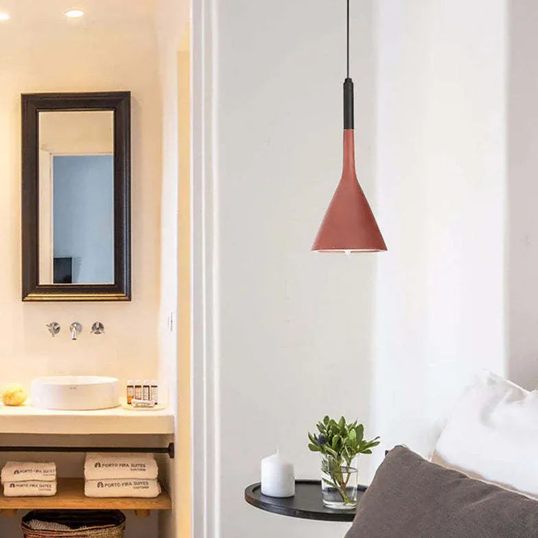 Bedside Pendant Light For Bedroom Triangle Morandi Metal Warm White Led Ip20