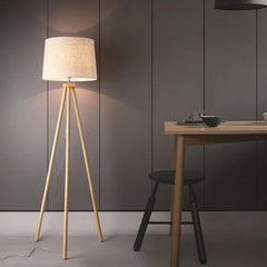 White Tripod Floor Lamp For Bedroom Cylinder Muto Wood