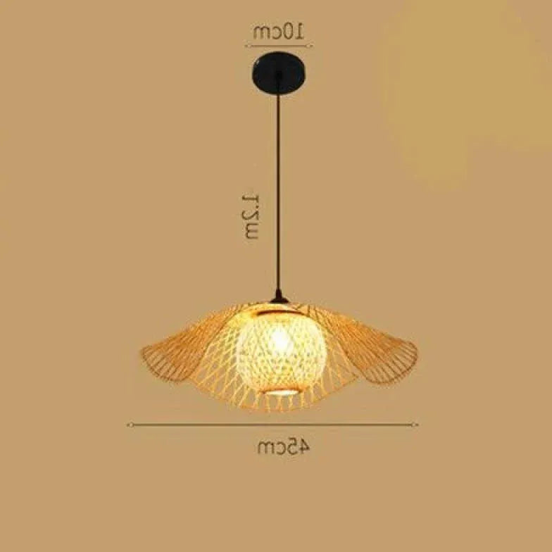 Natural Hat Rattan Bamboo Light Single Pendant