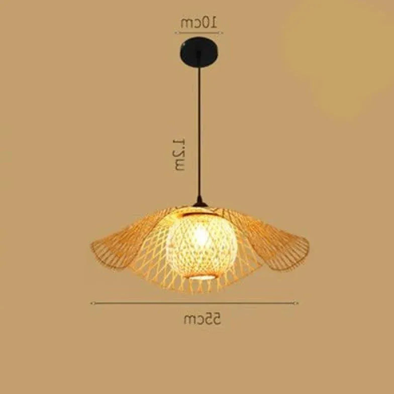 Natural Hat Rattan Bamboo Light Single Pendant