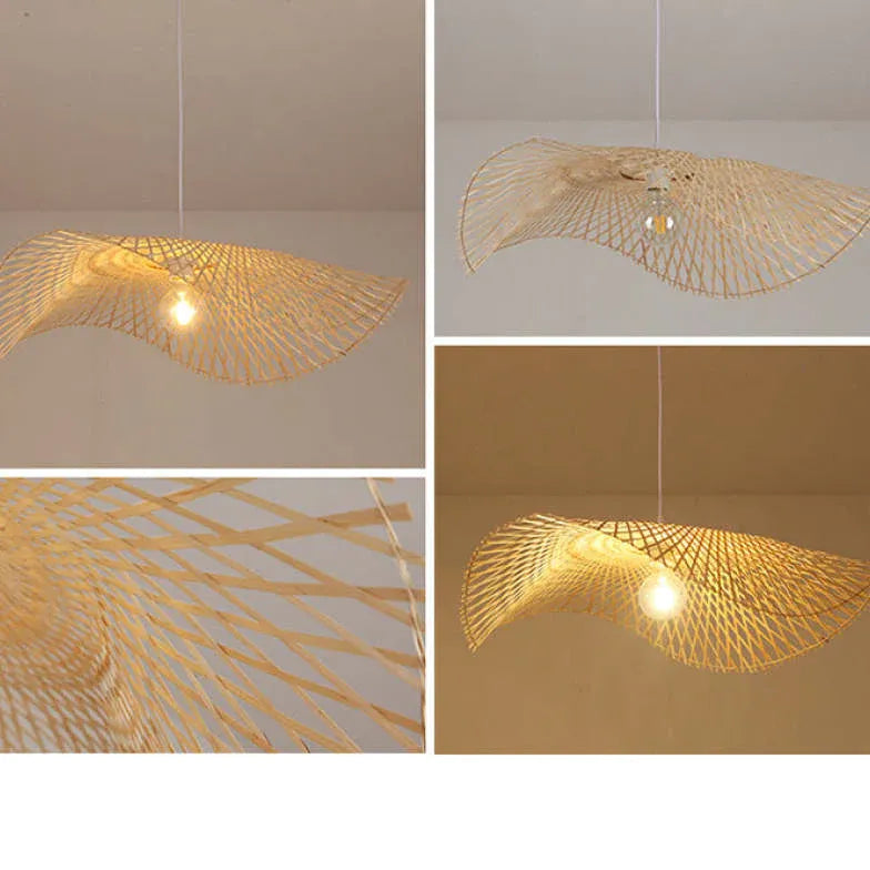 Natural Hat Rattan Bamboo Light Single Pendant