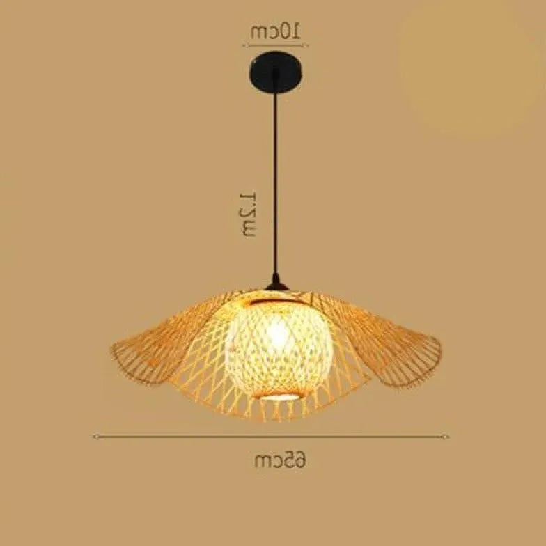 Natural Hat Rattan Bamboo Light Single Pendant