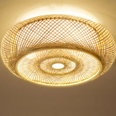 Muto Rattan Woven Rustic Led Flush Mount Light