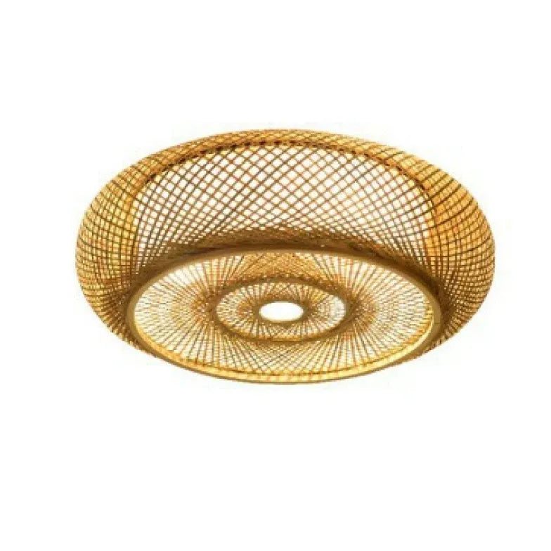 Muto Rattan Woven Rustic Led Flush Mount Light