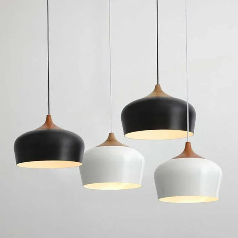 Black Elegant Feather Wood Pendant Light