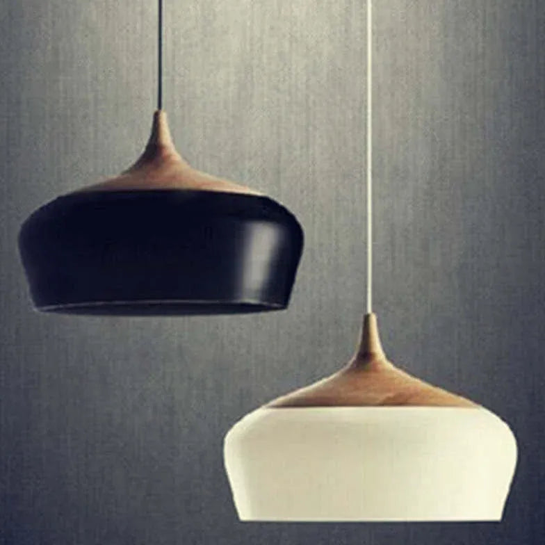 Black Elegant Feather Wood Pendant Light