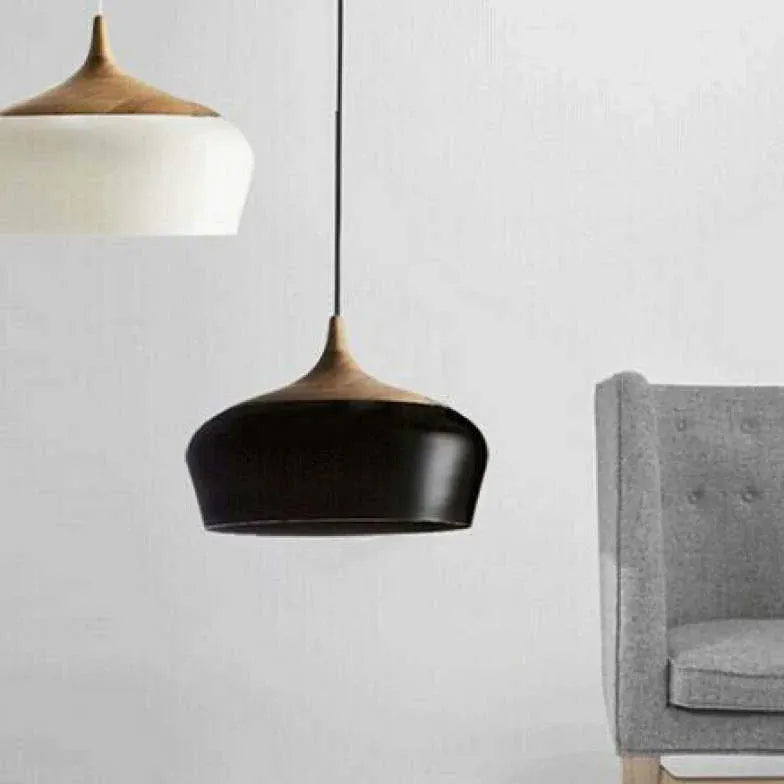 Black Elegant Feather Wood Pendant Light