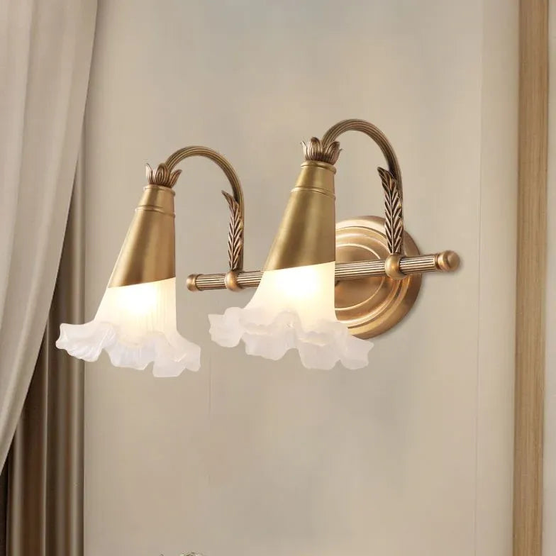 Gold Multi Arm Wall Light For Bedroom Felicie Metal & Glass Ip20 Led