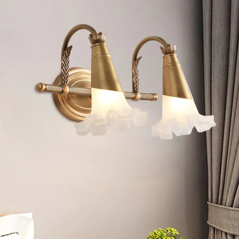 Gold Multi Arm Wall Light For Bedroom Felicie Metal & Glass Ip20 Led