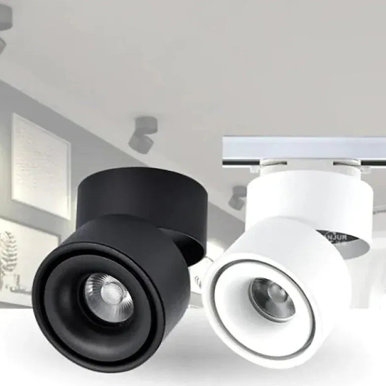 Black Spotlight For Office Round Northern Europe Metal Led