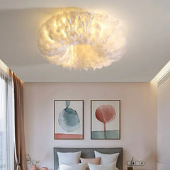 Flush Light For Bedroom Round O'moore Metal & Feather Warm White Led Ip20