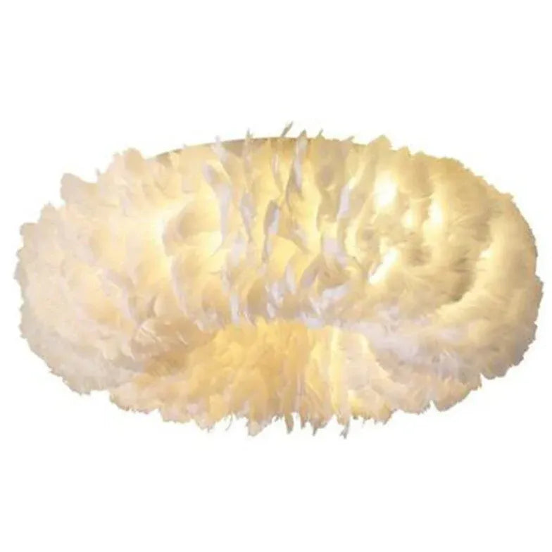 Flush Light For Bedroom Round O'moore Metal & Feather Warm White Led Ip20