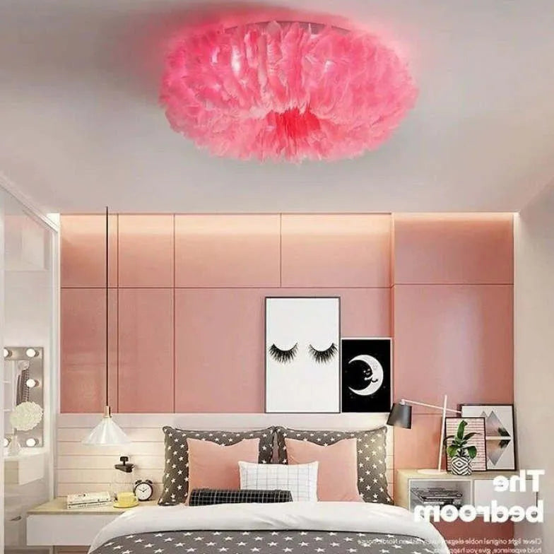 Flush Light For Bedroom Round O'moore Metal & Feather Warm White Led Ip20