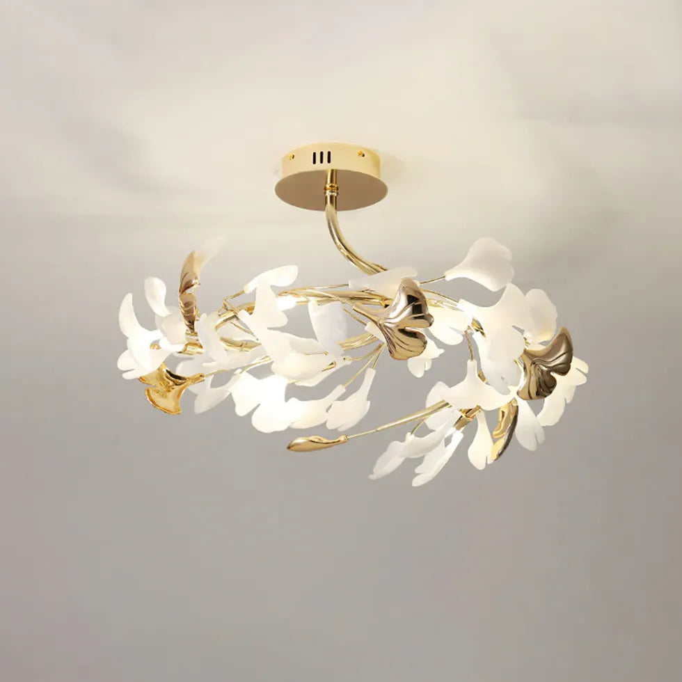 Gold Semi-flush Light For Study Room Olivia Ceramic Led Warm White