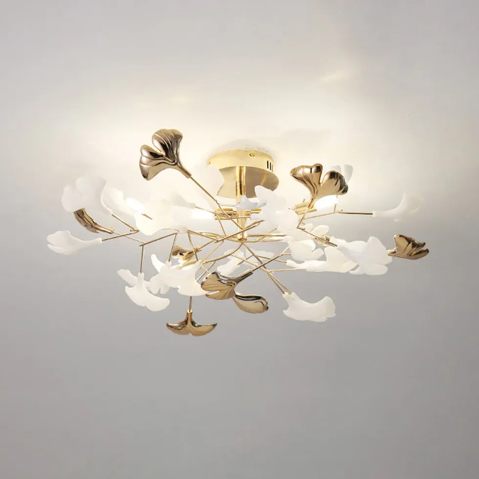 Gold Semi-flush Light For Study Room Olivia Ceramic Led Warm White