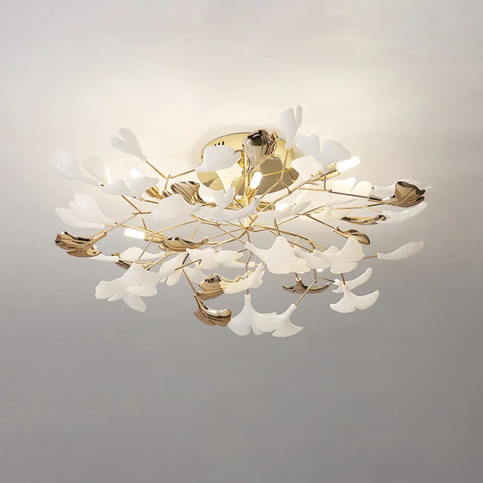 Gold Semi-flush Light For Study Room Olivia Ceramic Led Warm White