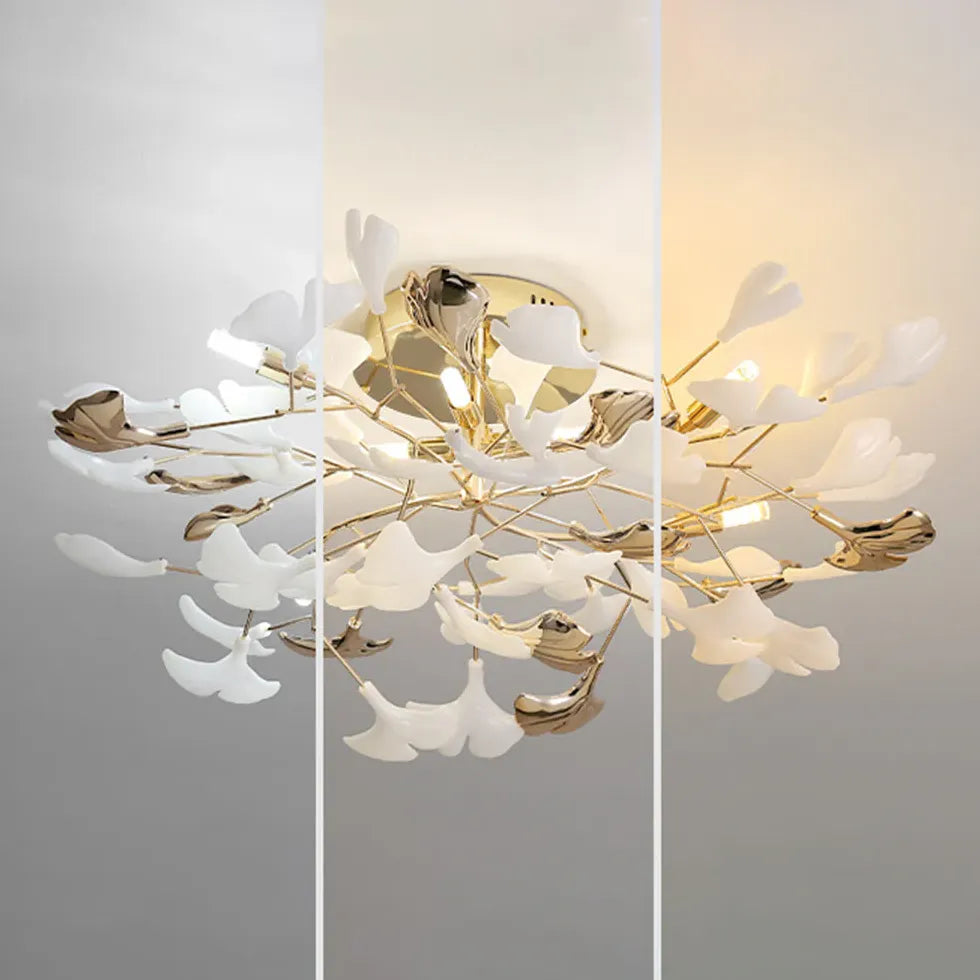 Gold Semi-flush Light For Study Room Olivia Ceramic Led Warm White