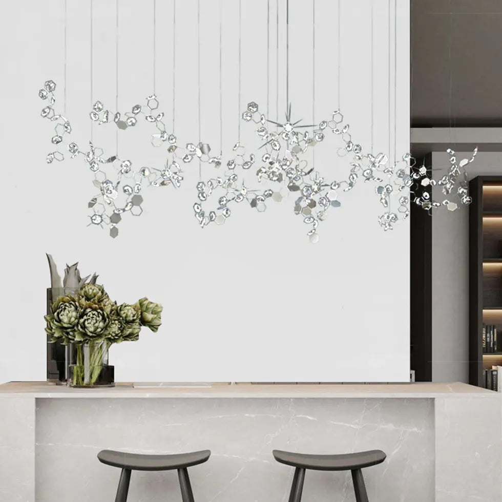 Silver Modern Chandeliers For Living Room Olivia Metal & Crystal