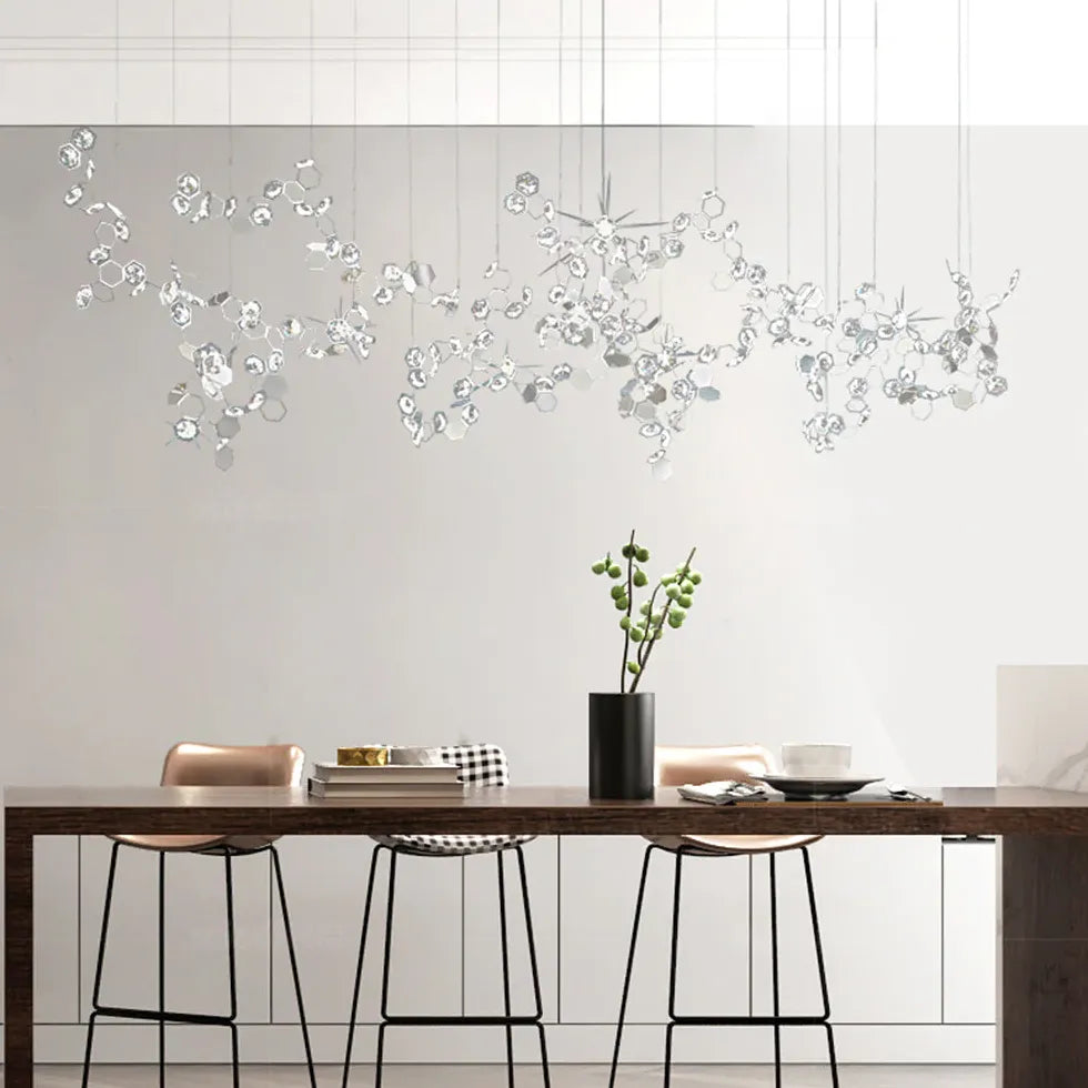 Silver Modern Chandeliers For Living Room Olivia Metal & Crystal