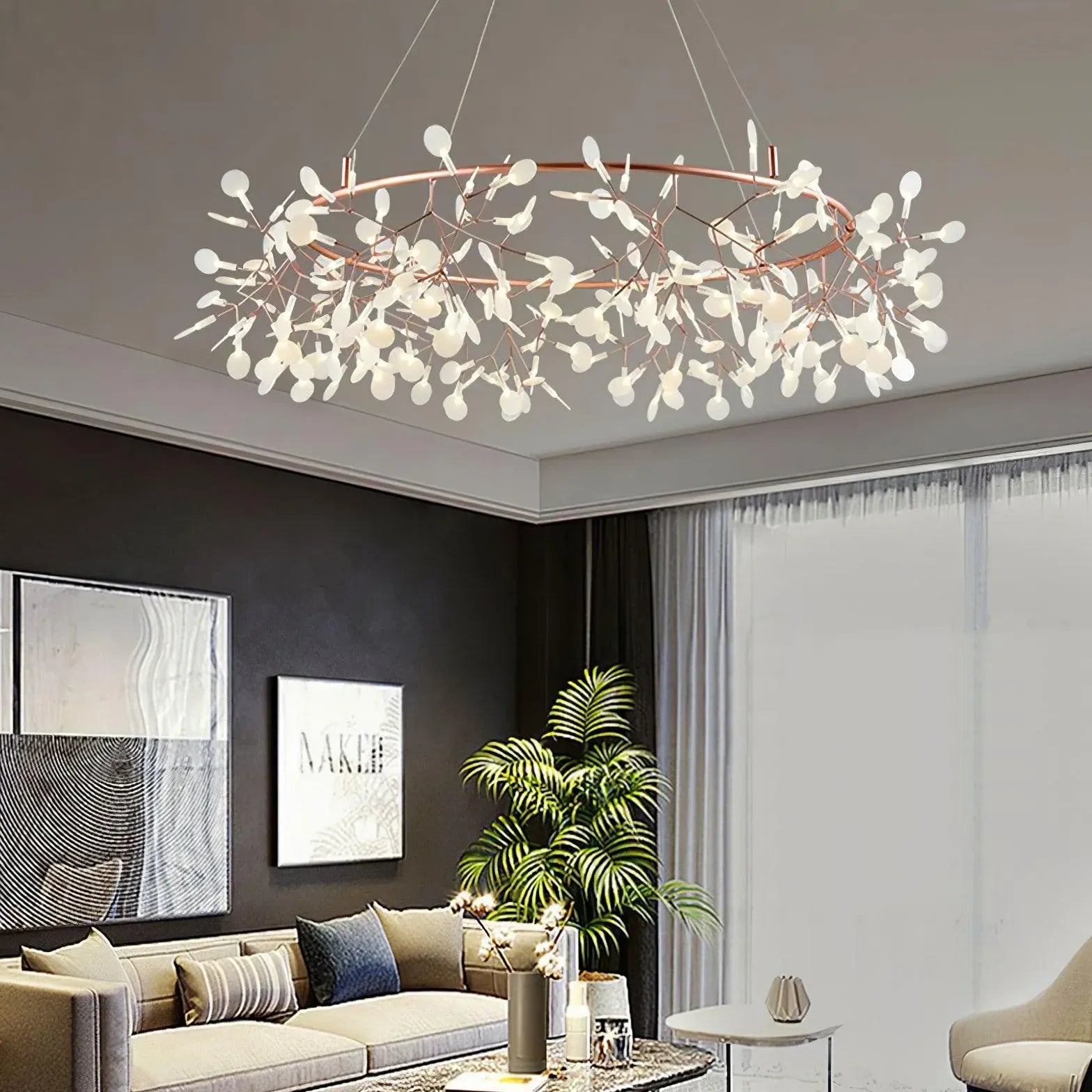 Modern Chandeliers For Bedroom Round Olivia Metal & Acrylic Ip20 Led