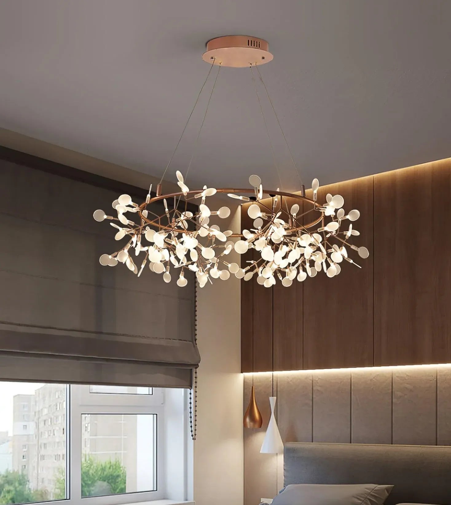 Modern Chandeliers For Bedroom Round Olivia Metal & Acrylic Ip20 Led