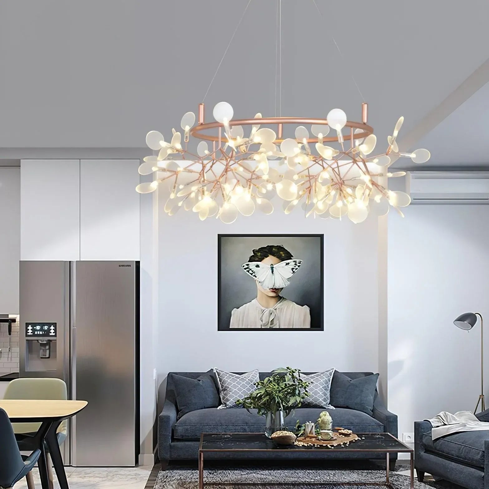 Modern Chandeliers For Bedroom Round Olivia Metal & Acrylic Ip20 Led