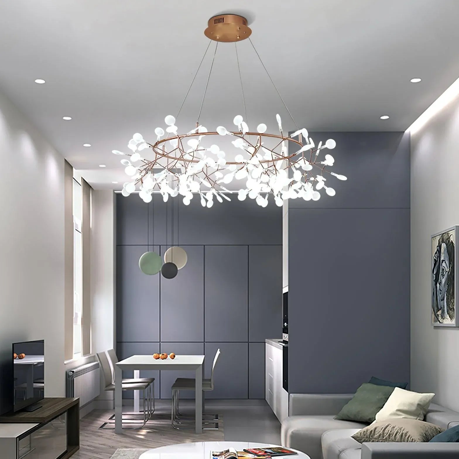 Modern Chandeliers For Bedroom Round Olivia Metal & Acrylic Ip20 Led