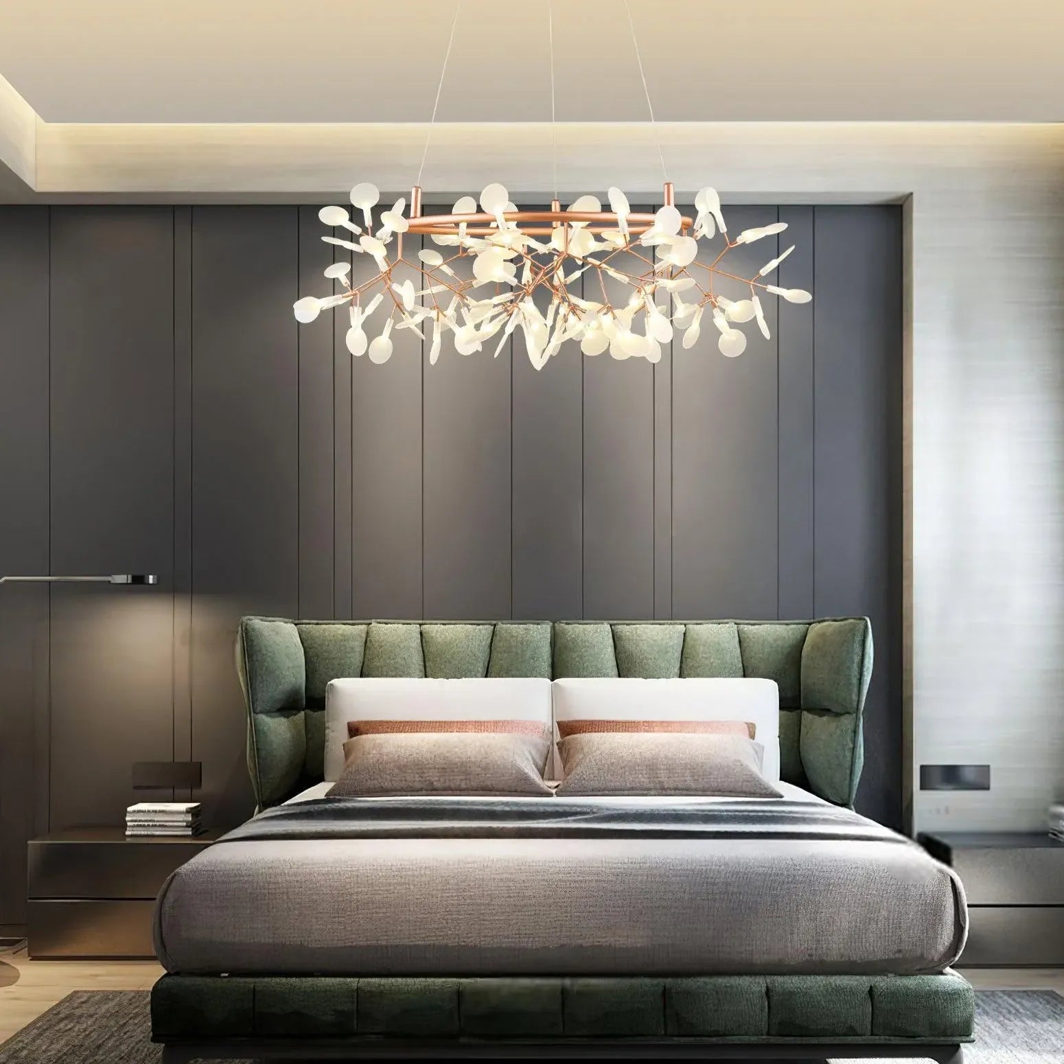 Modern Chandeliers For Bedroom Round Olivia Metal & Acrylic Ip20 Led