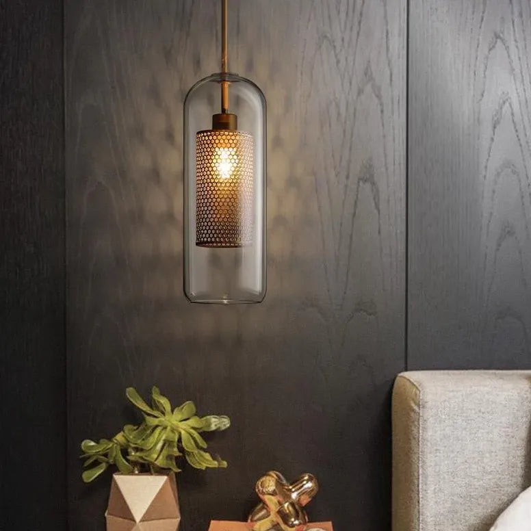 Bedside Pendant Light For Bedroom Oneal Metal & Glass