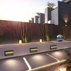 Black Tile & Brick Light Rectangular Orr Metal & Acrylic Led Outdoor