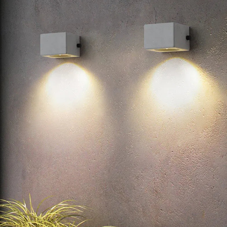 White Outdoor Wall Light Square Orr Cement Led