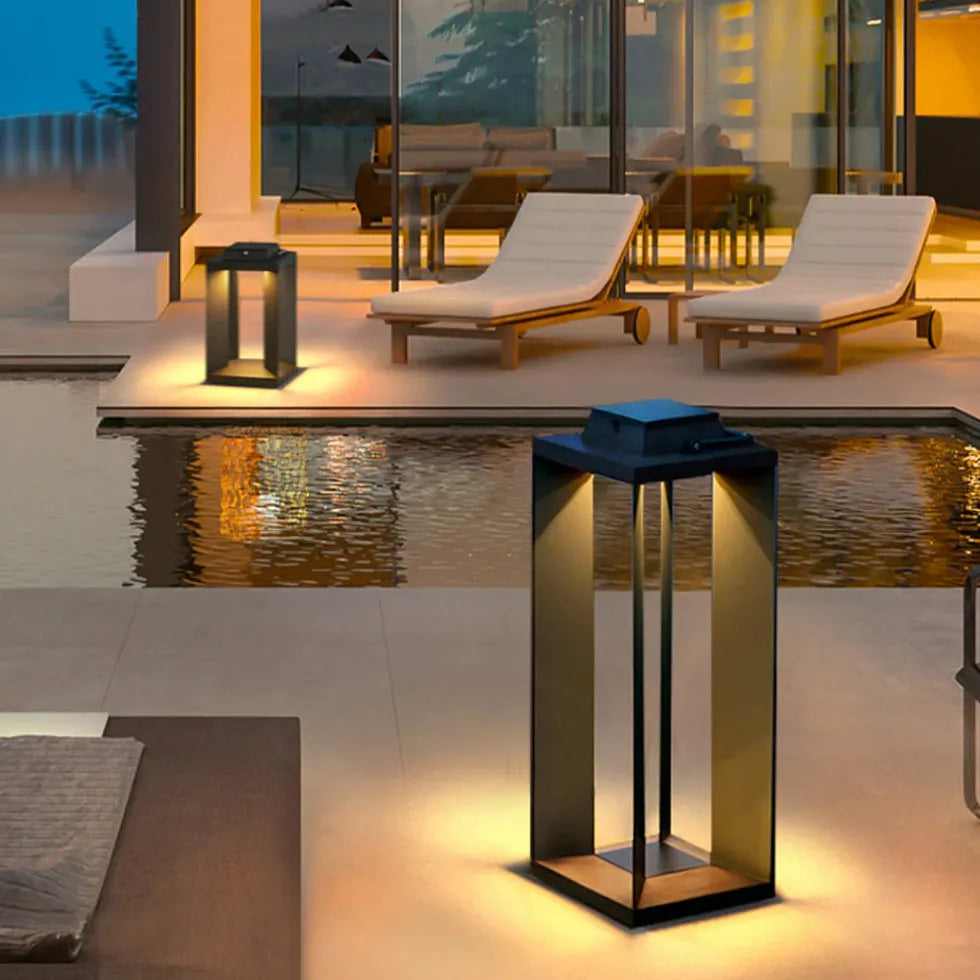 Black Floor Lamp & Lanterns Orr Metal & Acrylic Outdoor Solar