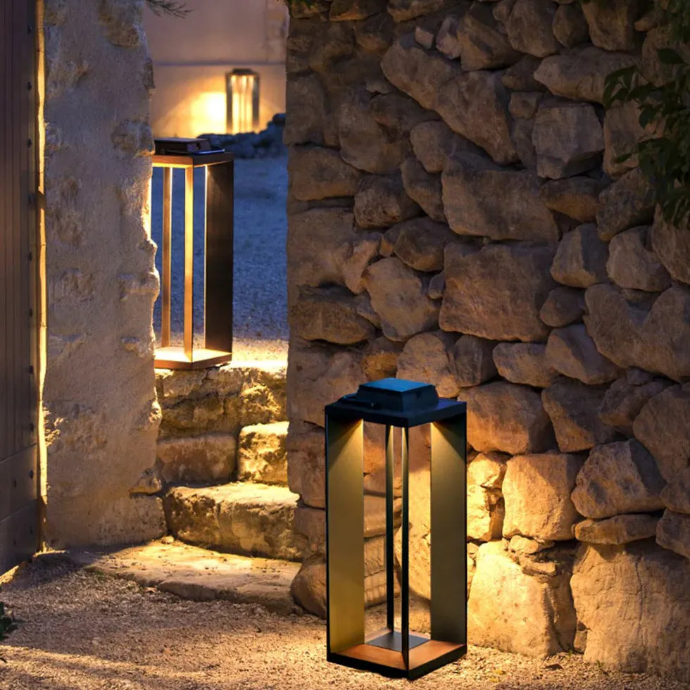 Black Floor Lamp & Lanterns Orr Metal & Acrylic Outdoor Solar