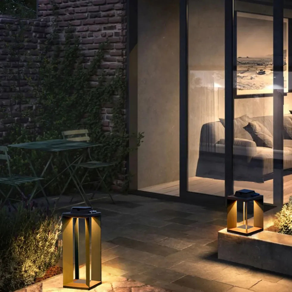 Black Floor Lamp & Lanterns Orr Metal & Acrylic Outdoor Solar