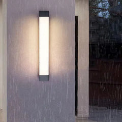 Black Outdoor Wall Light For Bathroom Linear Orr Metal & Acrylic Cool White