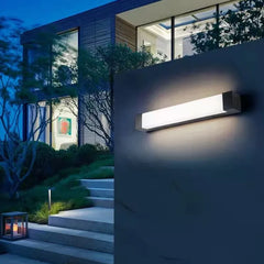 Black Outdoor Wall Light For Bathroom Linear Orr Metal & Acrylic Cool White