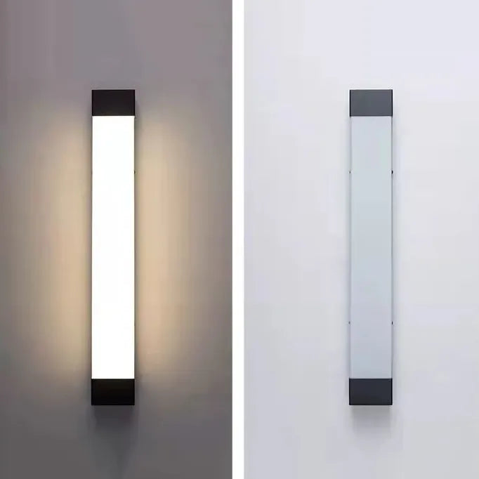 Black Outdoor Wall Light For Bathroom Linear Orr Metal & Acrylic Cool White