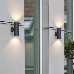 Black Up & Down Light Orr Metal & Glass