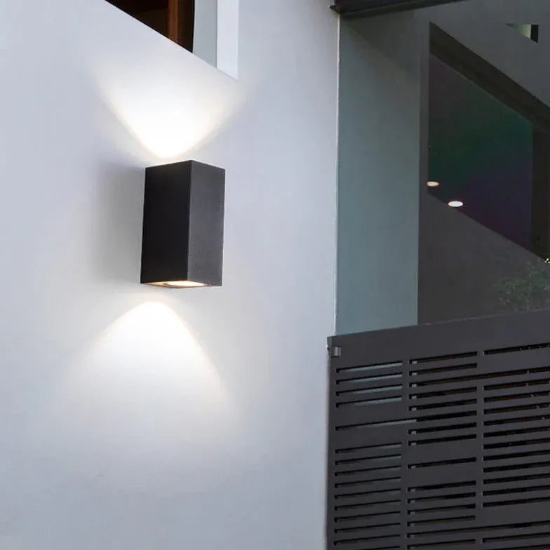 Black Up & Down Light Square Orr Metal & Glass Led