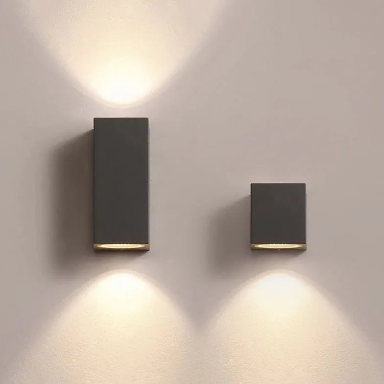 Black Up & Down Light Square Orr Metal & Glass Led